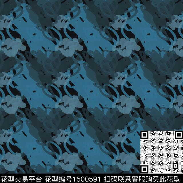 肌理男装抽象数码印花华亿平台下载（图片编号: 1500591） - 瓦栏（Walan）