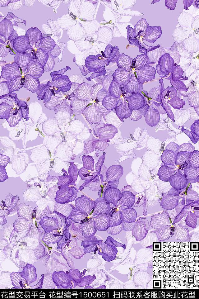 花卉大牌风小清新数码印花华亿平台下载（图片编号: 1500651） - 瓦栏（Walan）
