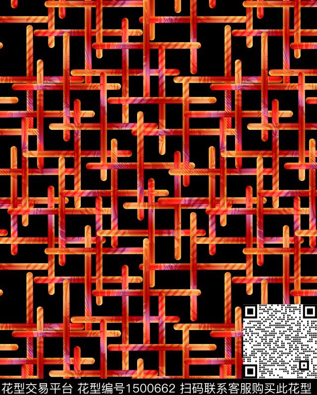 几何字母复古数码印花华亿平台下载（图片编号: 1500662） - 瓦栏（Walan）