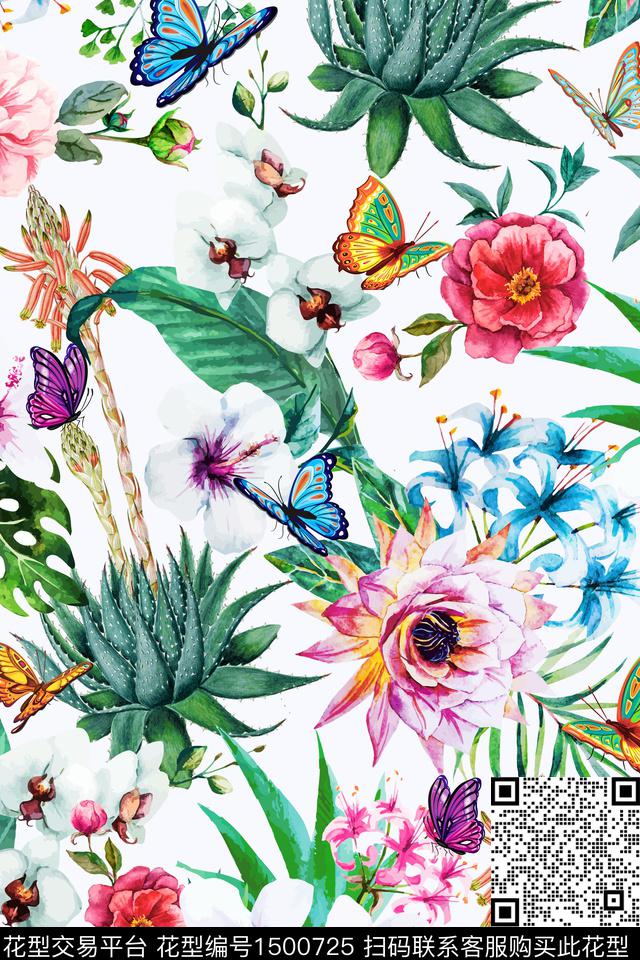 花卉热带华亿平台多肉植物数码印花华亿平台下载（图片编号: 1500725） - 瓦栏（Walan）