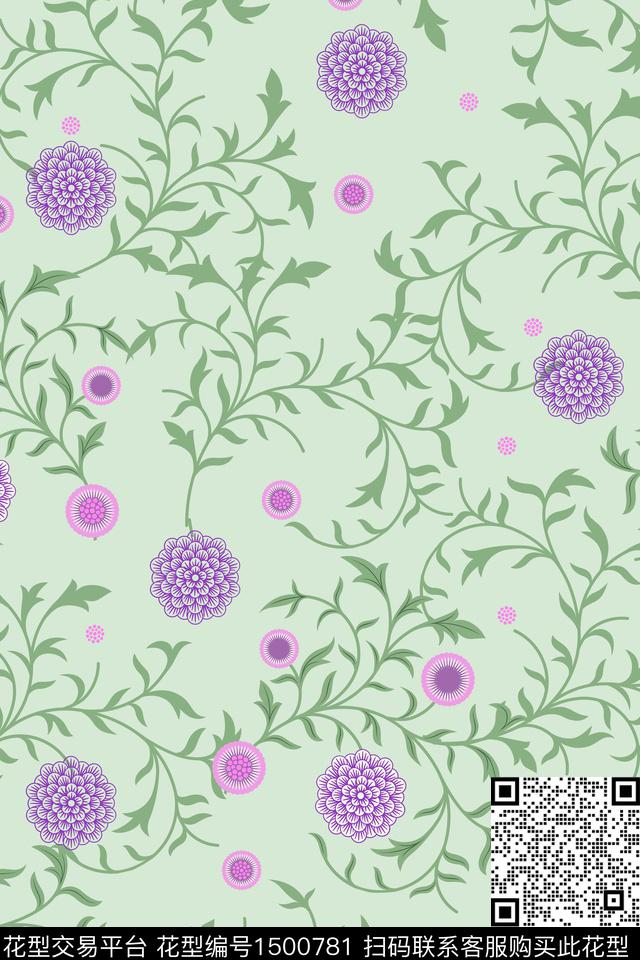 民族风花卉大牌风数码印花华亿平台下载（图片编号: 1500781） - 瓦栏（Walan）