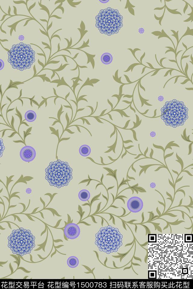 民族风花卉大牌风数码印花华亿平台下载（图片编号: 1500783） - 瓦栏（Walan）