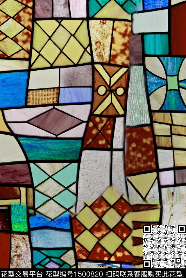 几何抽象数码印花华亿平台下载（图片编号: 1500820） - 瓦栏（Walan）