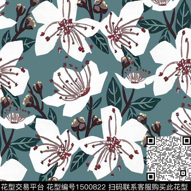 大花绿植树叶异域风数码印花华亿平台下载（图片编号: 1500822） - 瓦栏（Walan）