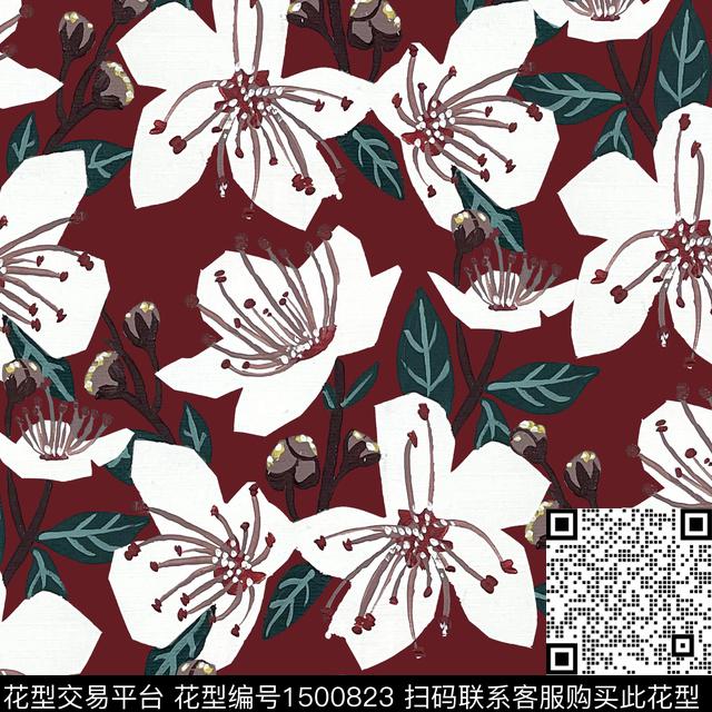 大花绿植树叶异域风数码印花华亿平台下载（图片编号: 1500823） - 瓦栏（Walan）