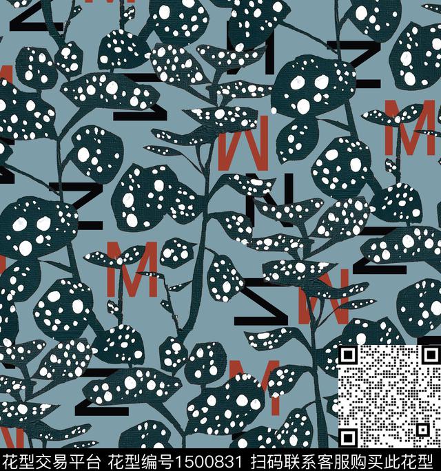 大花绿植树叶异域风数码印花华亿平台下载（图片编号: 1500831） - 瓦栏（Walan）