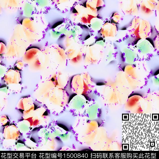 渐变清爽底花卉年轻女性数码印花华亿平台下载（图片编号: 1500840） - 瓦栏（Walan）