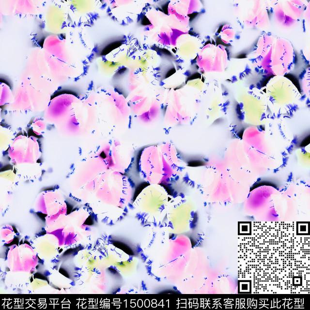 渐变抽象花卉清爽底花卉数码印花华亿平台下载（图片编号: 1500841） - 瓦栏（Walan）