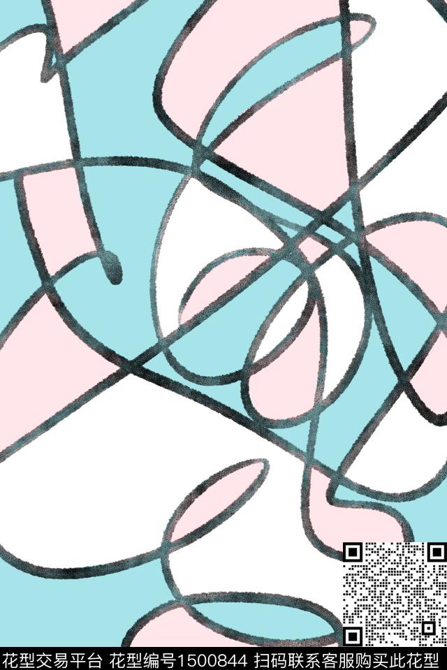 连衣裙女装抽象数码印花华亿平台下载（图片编号: 1500844） - 瓦栏（Walan）