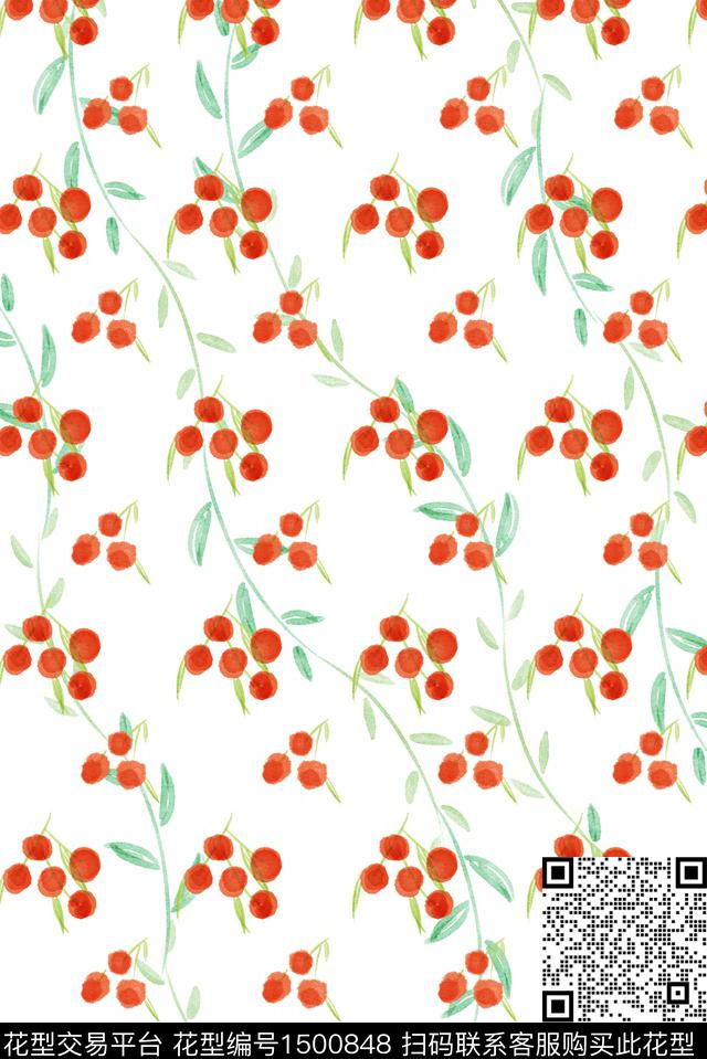连衣裙女装手绘花卉数码印花华亿平台下载（图片编号: 1500848） - 瓦栏（Walan）