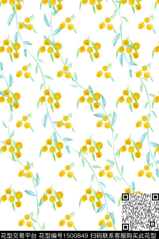 连衣裙女装手绘花卉数码印花华亿平台下载（图片编号: 1500849） - 瓦栏（Walan）