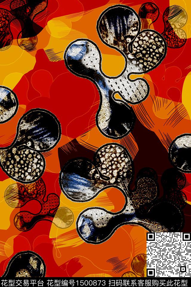 几何抽象中老年数码印花华亿平台下载（图片编号: 1500873） - 瓦栏（Walan）