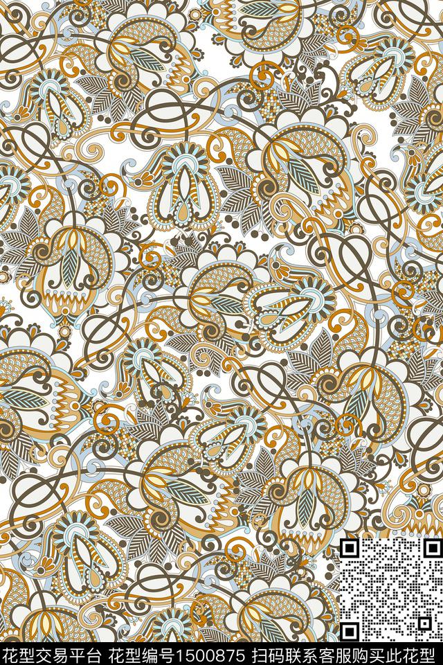 女装佩斯利民族风数码印花华亿平台下载（图片编号: 1500875） - 瓦栏（Walan）