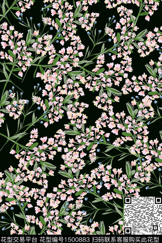 女装大牌风小碎花数码印花华亿平台下载（图片编号: 1500883） - 瓦栏（Walan）