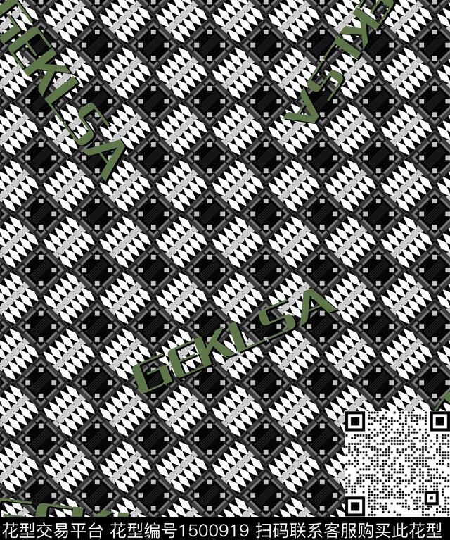 定位花线条几何数码印花华亿平台下载（图片编号: 1500919） - 瓦栏（Walan）