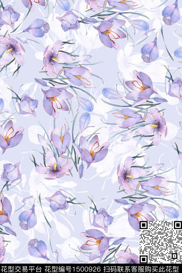 花卉大牌风小清新数码印花华亿平台下载（图片编号: 1500926） - 瓦栏（Walan）