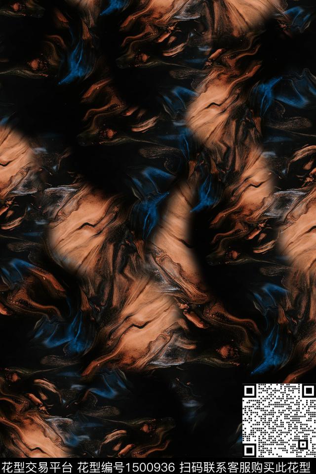 扎染华亿平台大牌风抽象数码印花华亿平台下载（图片编号: 1500936） - 瓦栏（Walan）