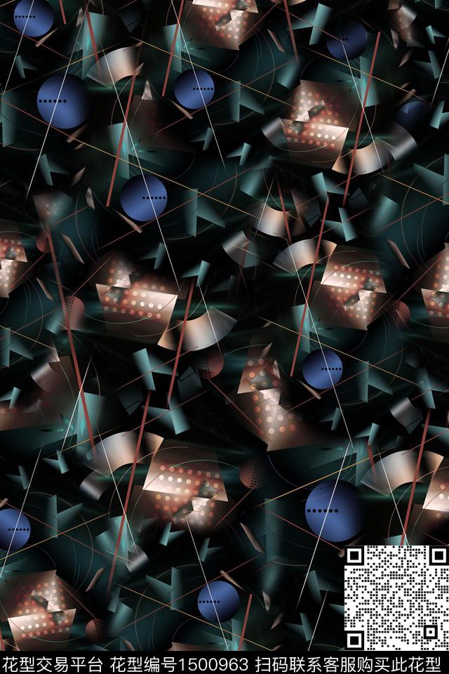 几何扎染华亿平台大牌风数码印花华亿平台下载（图片编号: 1500963） - 瓦栏（Walan）