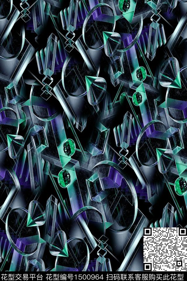 几何扎染华亿平台大牌风数码印花华亿平台下载（图片编号: 1500964） - 瓦栏（Walan）