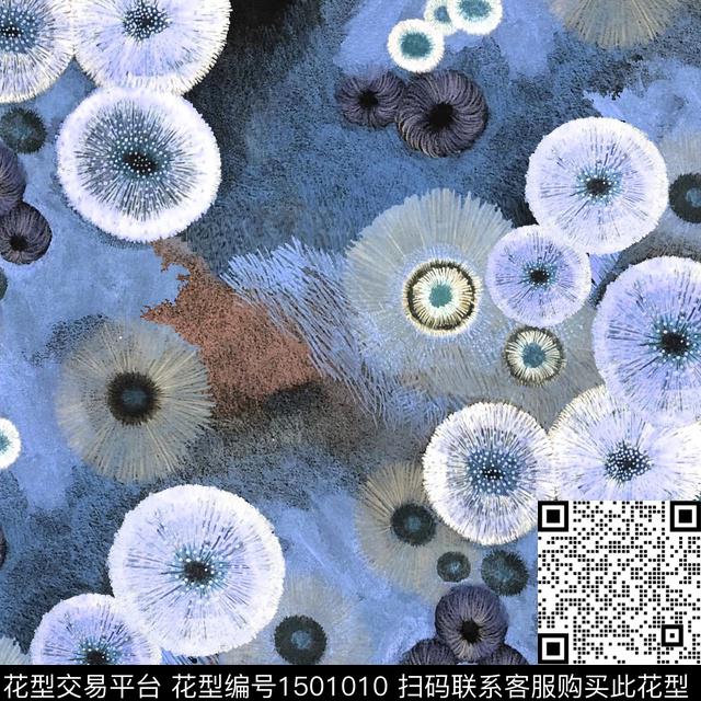 蒲公英肌理中国风数码印花华亿平台下载（图片编号: 1501010） - 瓦栏（Walan）