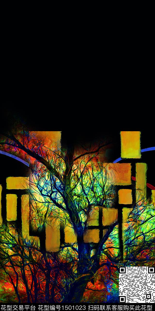 定位花绿植树叶树数码印花华亿平台下载（图片编号: 1501023） - 瓦栏（Walan）