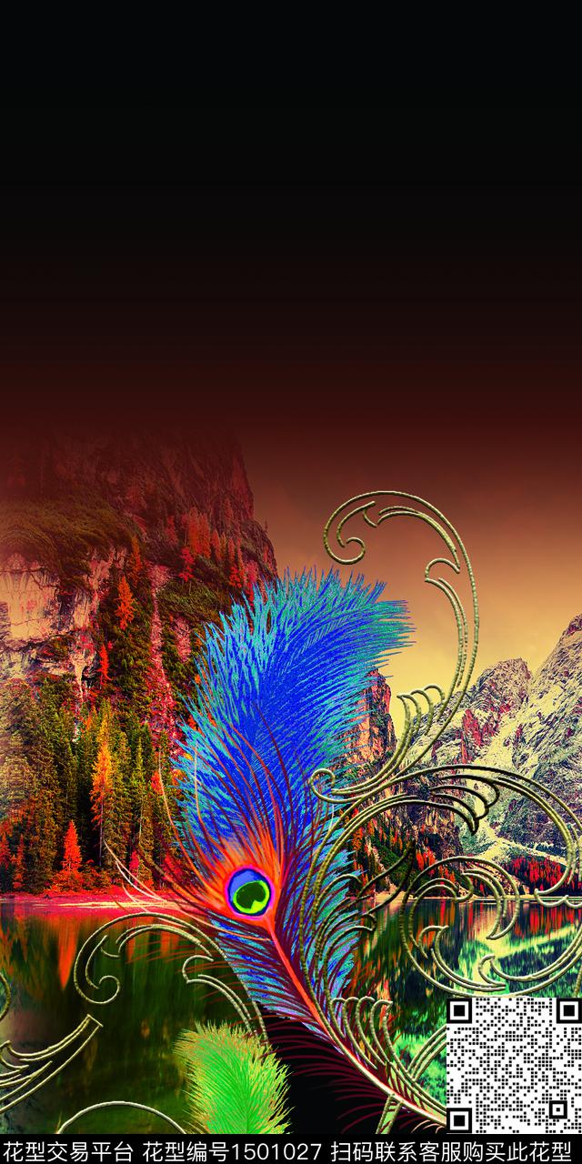 定位花绿植树叶山水数码印花华亿平台下载（图片编号: 1501027） - 瓦栏（Walan）