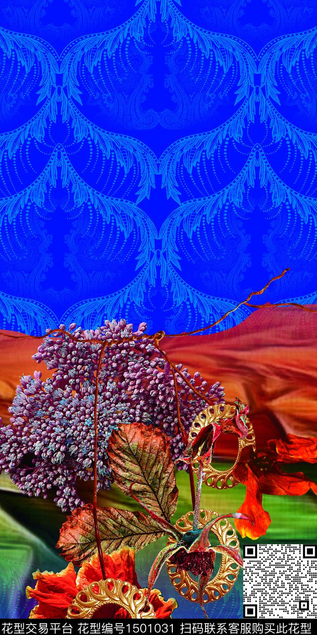 定位花绿植树叶花卉数码印花华亿平台下载（图片编号: 1501031） - 瓦栏（Walan）