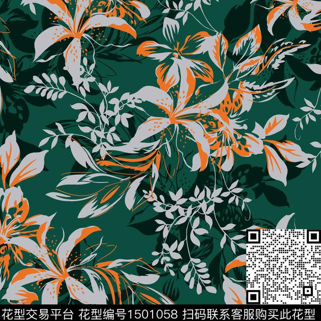 花卉朦胧花卉矢量数码印花华亿平台下载（图片编号: 1501058） - 瓦栏（Walan）