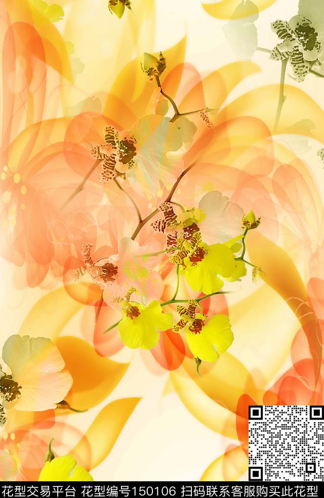 花透明数码印花华亿平台下载（图片编号: 150106） - 瓦栏（Walan）
