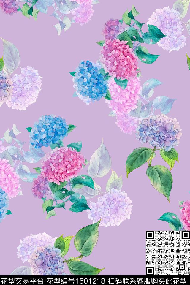 花卉大牌风小清新数码印花华亿平台下载（图片编号: 1501218） - 瓦栏（Walan）