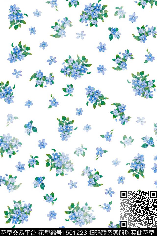 花卉大牌风小清新数码印花华亿平台下载（图片编号: 1501223） - 瓦栏（Walan）