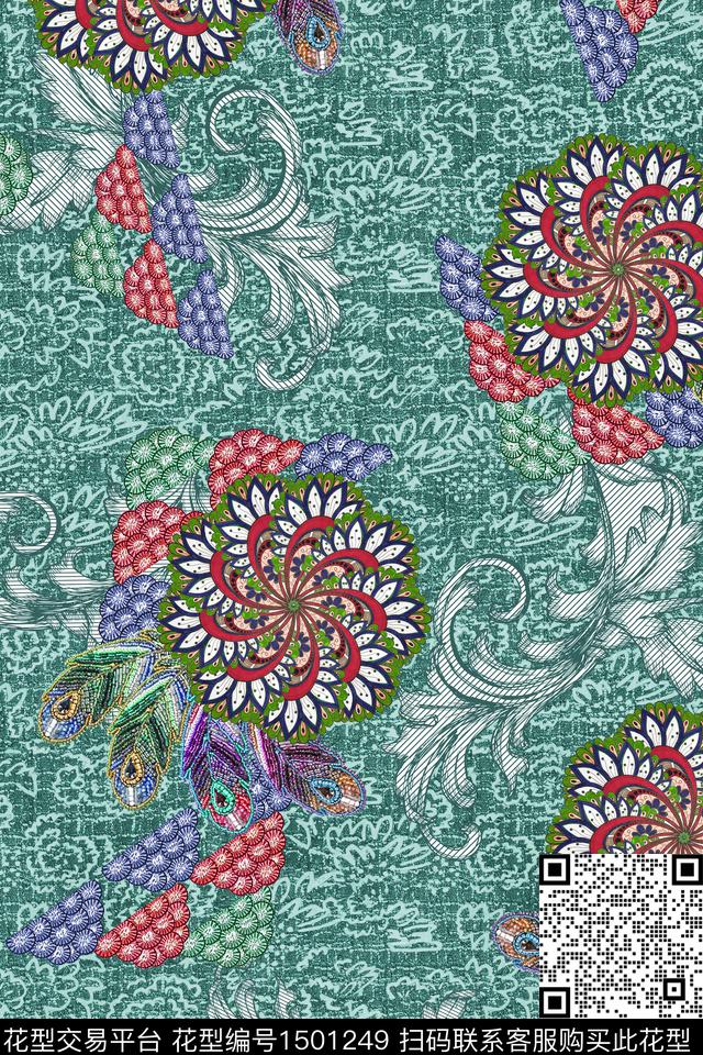 中国风植物花卉中老年抽象底纹肌理数码印花华亿平台下载（图片编号: 1501249） - 瓦栏（Walan）