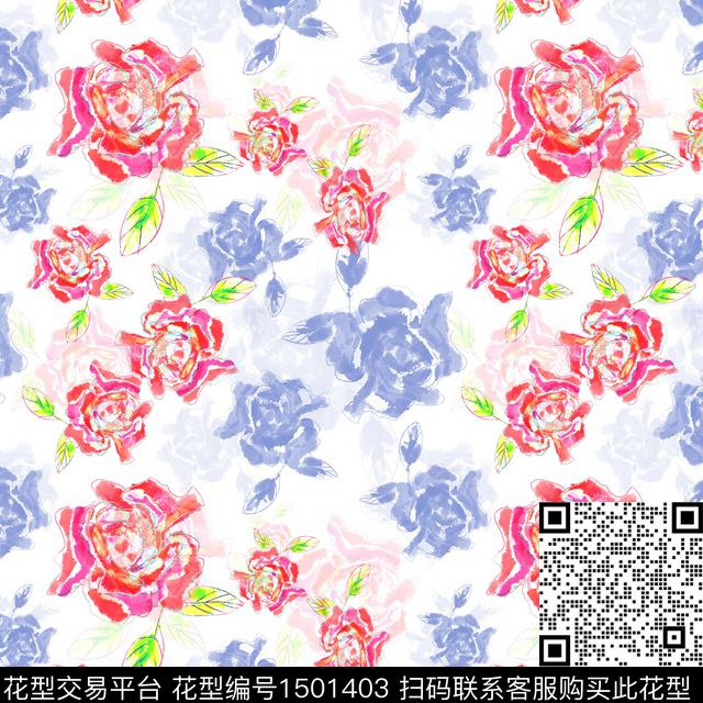 花卉手绘小碎花数码印花华亿平台下载（图片编号: 1501403） - 瓦栏（Walan）