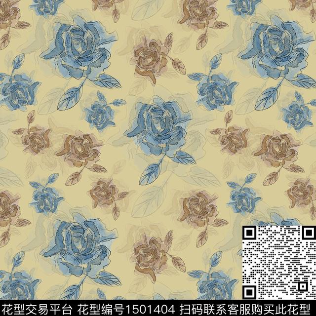 花卉手绘小碎花数码印花华亿平台下载（图片编号: 1501404） - 瓦栏（Walan）