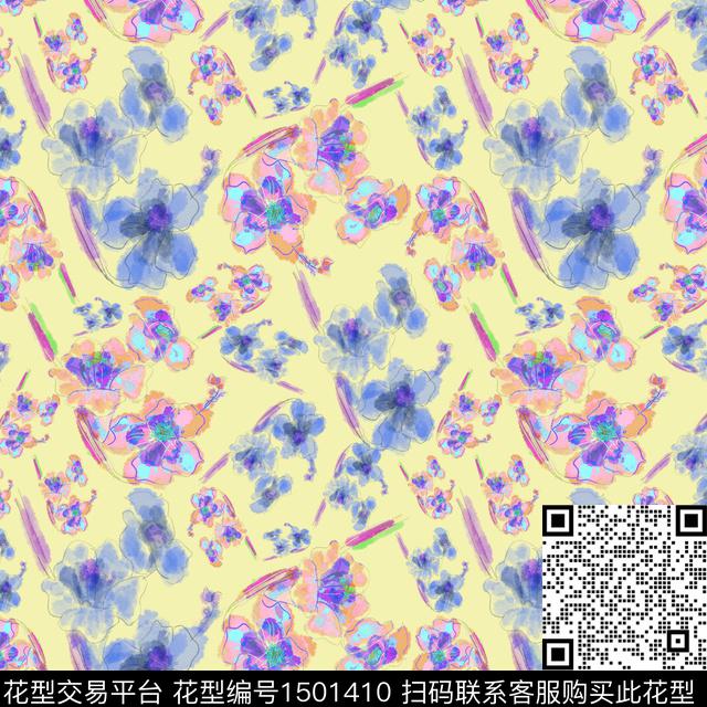 花卉手绘小碎花数码印花华亿平台下载（图片编号: 1501410） - 瓦栏（Walan）