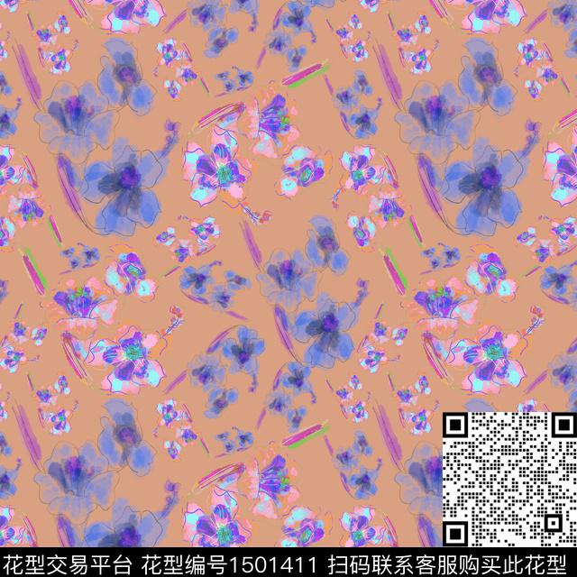 花卉手绘小碎花数码印花华亿平台下载（图片编号: 1501411） - 瓦栏（Walan）