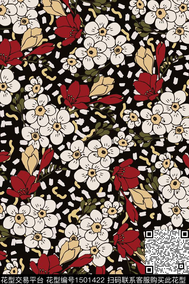 女装花卉小碎花数码印花华亿平台下载（图片编号: 1501422） - 瓦栏（Walan）