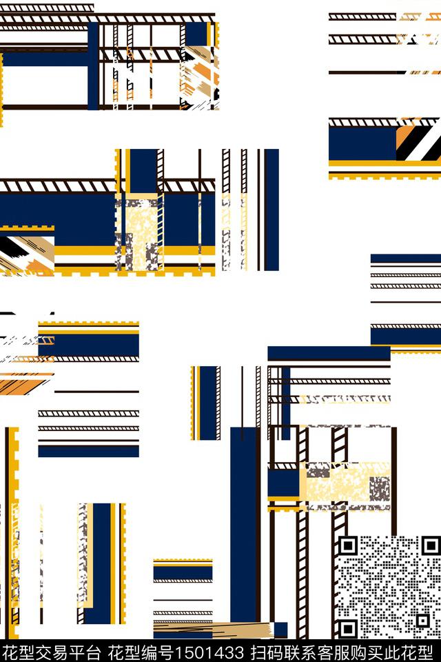 几何纹理清爽底花卉数码印花华亿平台下载（图片编号: 1501433） - 瓦栏（Walan）