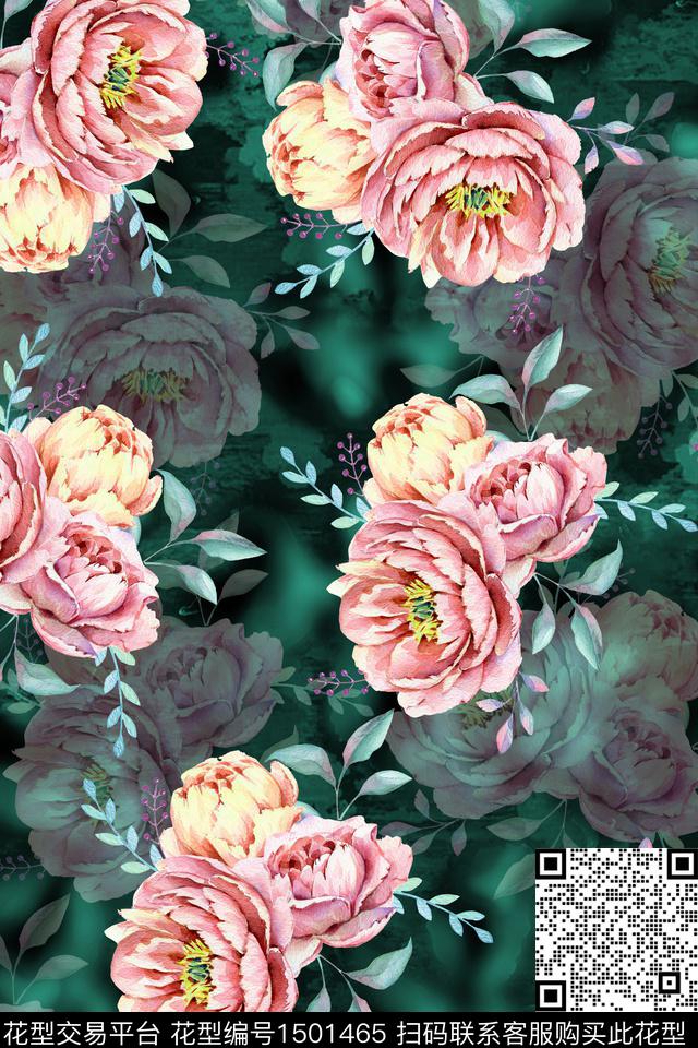 花卉大牌风真丝数码印花华亿平台下载（图片编号: 1501465） - 瓦栏（Walan）