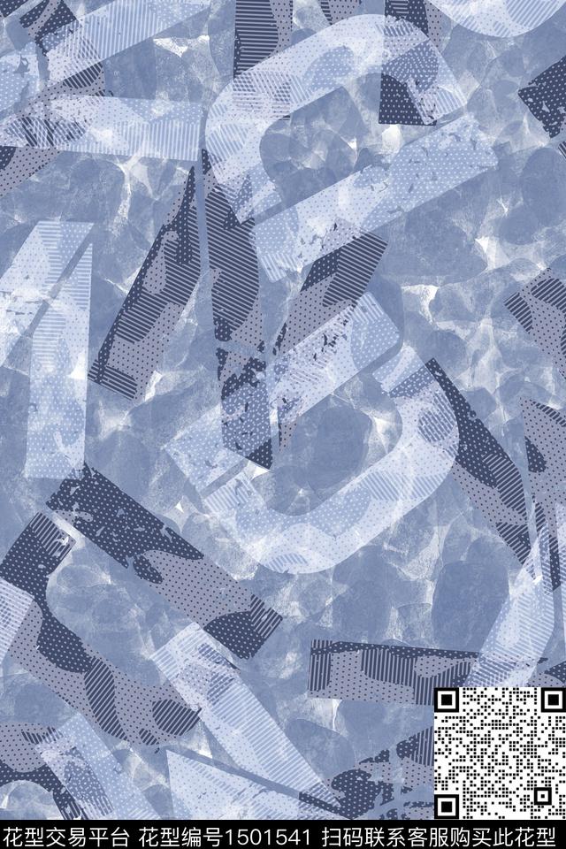 肌理字母男装数码印花华亿平台下载（图片编号: 1501541） - 瓦栏（Walan）