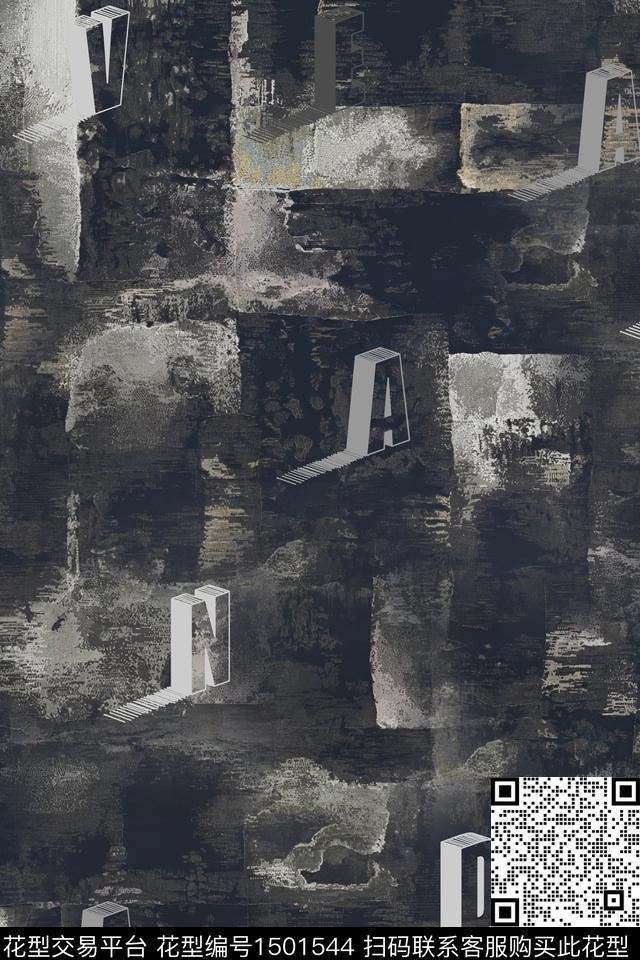 肌理字母男装数码印花华亿平台下载（图片编号: 1501544） - 瓦栏（Walan）