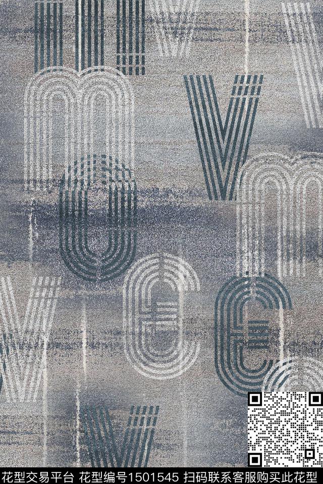 肌理字母男装数码印花华亿平台下载（图片编号: 1501545） - 瓦栏（Walan）