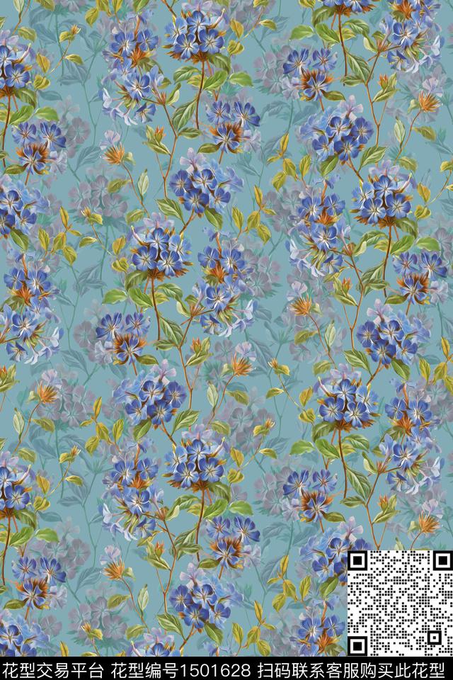 花卉大牌风香云纱数码印花华亿平台下载（图片编号: 1501628） - 瓦栏（Walan）