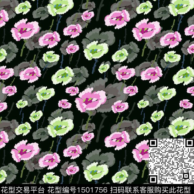 花卉手绘小碎花数码印花华亿平台下载（图片编号: 1501756） - 瓦栏（Walan）