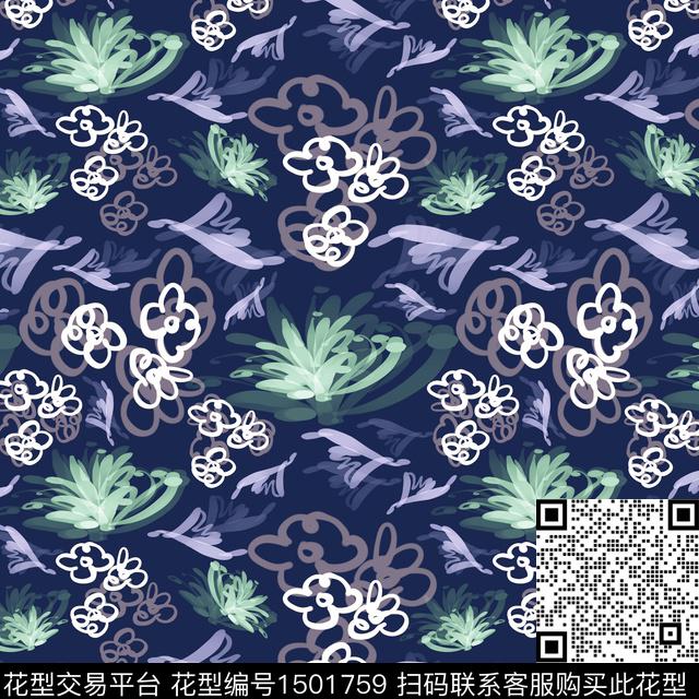 花卉手绘小碎花数码印花华亿平台下载（图片编号: 1501759） - 瓦栏（Walan）