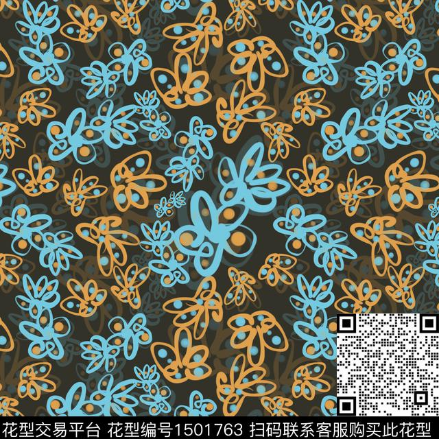 花卉手绘小碎花数码印花华亿平台下载（图片编号: 1501763） - 瓦栏（Walan）