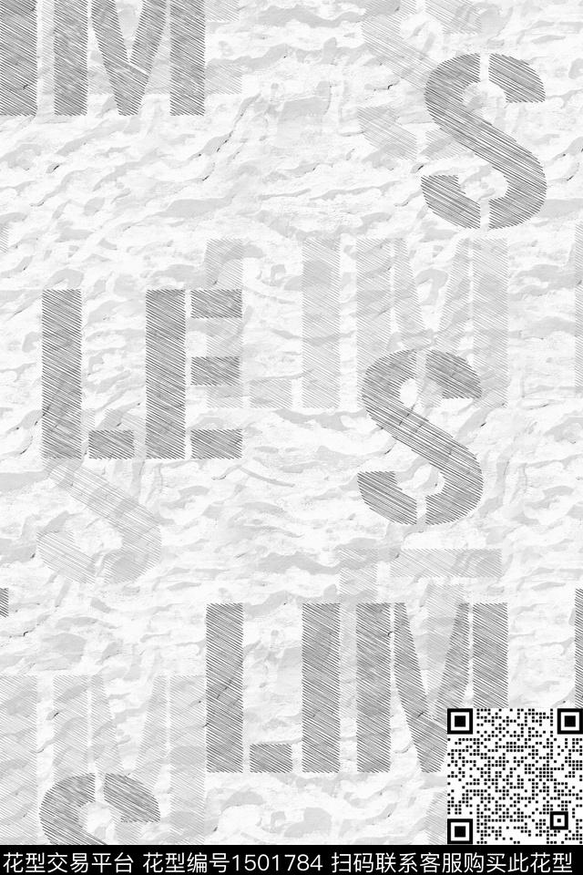 肌理字母男装数码印花华亿平台下载（图片编号: 1501784） - 瓦栏（Walan）