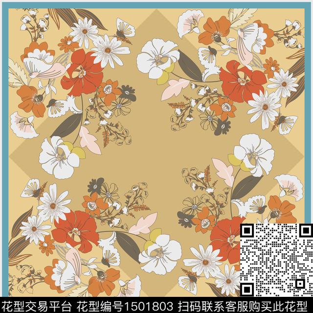 绿植树叶抽象数码印花华亿平台下载（图片编号: 1501803） - 瓦栏（Walan）