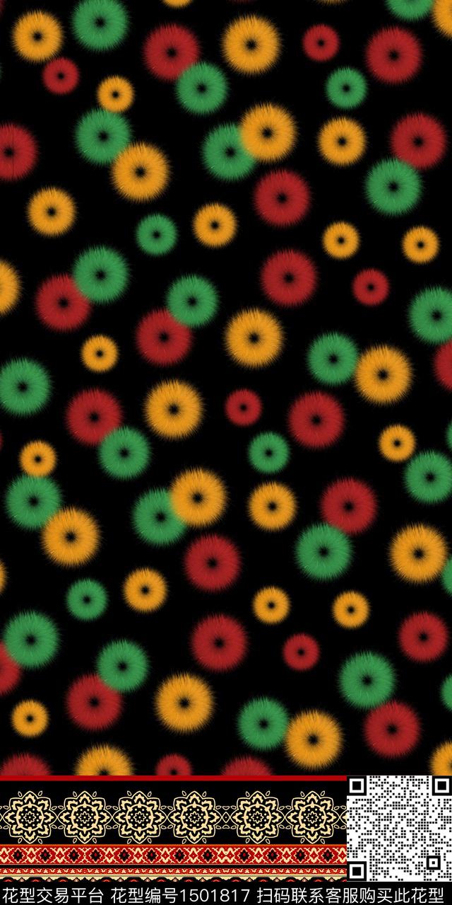 定位花几何民族风数码印花华亿平台下载（图片编号: 1501817） - 瓦栏（Walan）