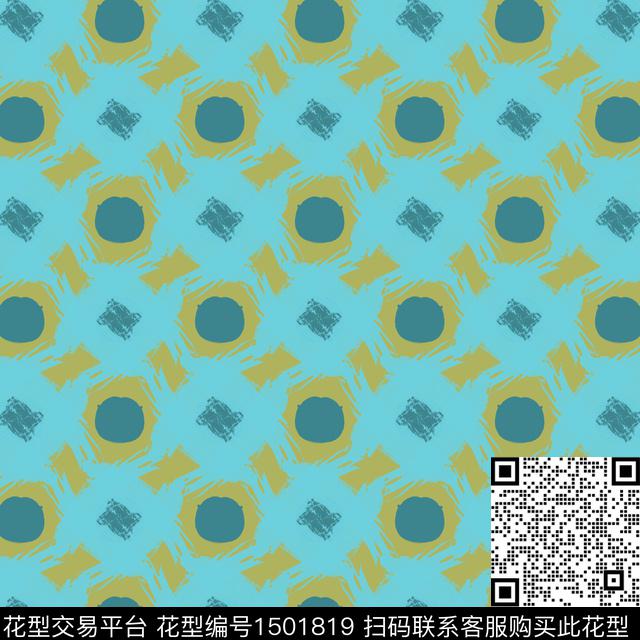几何男装手绘笔触传统印花华亿平台下载（图片编号: 1501819） - 瓦栏（Walan）